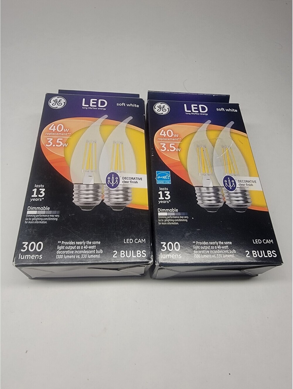 GE LED Cam Light Bulb, Soft White, Clear, 40 Watts, 300 Lumens, 2pk 4 bulbs